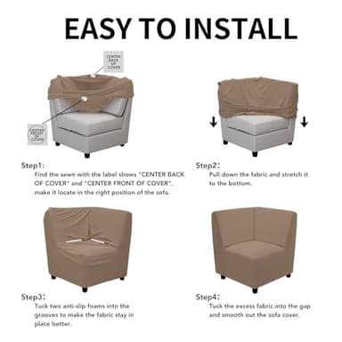Easy-Going Stretch Sectional Corner Sofa Slipcover 1-Piece Couch Sofa Cover Furniture Protector Soft with Elastic Bottom for Kids, Pet, Spandex Jacquard Fabric Camel - Image 5