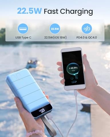 Morfec 50000mAh Portable Charger Power Bank 22.5W Battery Bank Fast Charging USB C Quick Charge with 4 Outputs & 3 Inputs LED Display Huge Capacity External Battery Pack for iPhone, Samsung, iPad etc - Image 3