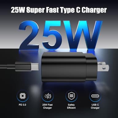 Essri Type C Charger Fast Charging for Samsung Galaxy S25 S24 S23 S22 Note 20,4Pack 25W Super USB C Fast Charger Block with (6ft+10ft) x2 Cables for iPhone 15/16 Pro Max/Plus, Android Phones - Black - Image 2