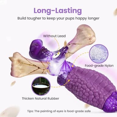 HGB Tough Dog Toys for Aggressive Chewers, Squeaky Indestructible Dog Toy to Keep Them Busy & Reduce Boredom for Small, Medium, Large Breeds, Bacon Flavor - Image 4