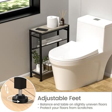 Small Side Table for Small Space, 3-Tier Narrow End Table with Magazine Holder, Slim Nightstand, Skinny Snack Couch Table in Living Room, Bedroom, Study, Kitchen and Balcony (Greige) Patent Pending - Image 4