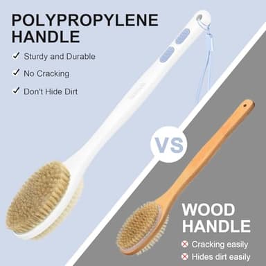 Bubbob Back Scrubber, Back Scrubber for Shower, Bath Brush Long Handle for Shower with Double Sided Bristles for Wet or Dry Brushing (Blue) - Image 5