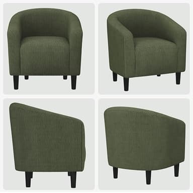 Yaheetech Barrel Chairs, Furry Accent Chairs, Sherpa Chairs with Soft Padded Armrest, Fuzzy Club Chairs for Living Room Bedroom Waiting Room Office, Accent Chairs Set of 2, Dark Green - Image 5