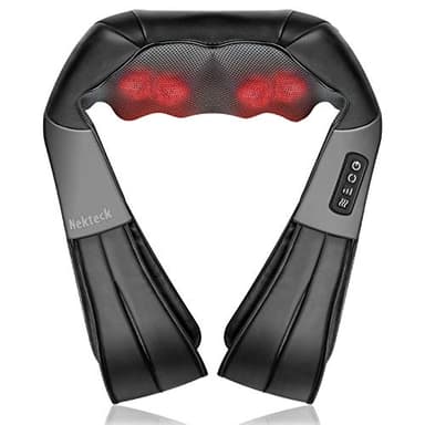 Nekteck Shiatsu Neck Massager for Pain Relief Deep Tissue with Heat, 3D Kneading Massage Pillow Back Shoulder Massagerfor Body Muscle, Plug-in Use for Home Office Car, Gifts for Mom Dad Him Her - Image 1
