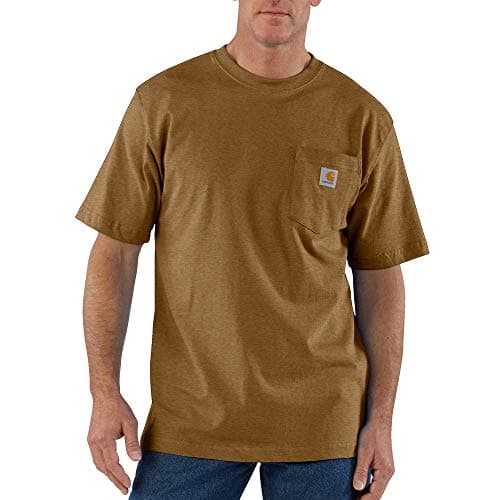 Carhartt Men's Standard Loose Fit Heavyweight Short-Sleeve Pocket T-Shirt (Also Available in Big & Tall), Oiled Walnut Heather, Large - Image 1