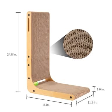 Familypoint Cat Scratcher, Cat Scratching Post, Cardboard Cat Scratching Board with Ball Toy, Large Vertical L Shape Cat Scratcher Scratch Pads Toys for Indoor Cats, Catnip - Image 5