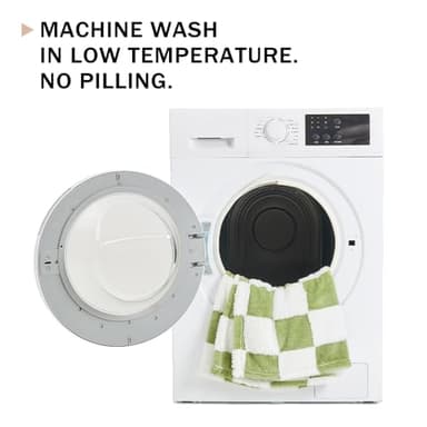 Qeils Jacquard Dog Blankets for Large Dogs, Cozy Calming Cat Blankets Washable, 280GSM Coral Fleece Plush Fluffy Throw Blanket, Sage Green Checkered, 30x40IN - Image 6