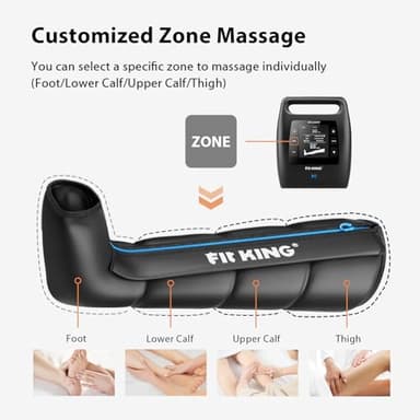 FIT KING Air Compression Recovery System, Cordless Full Leg Massager with Dynamic Pressure, Reduces Muscle Pain and Improves Circulation, Fast Recovery for Athletes (Large) - Image 9