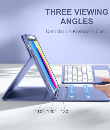 Harvopu Compatible for iPad 11th 10th Generation Case with Keyboard, Folio Cover with Pencil Holder, Multi-Touch Trackpad, 7 Color Backlit, Detachable Keyboard for iPad (A16) 11th/10th Gen (Blue) - Image 4