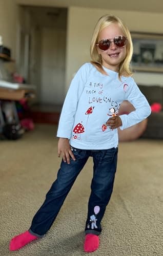 LUKYCILD Toddler Girl Clothes Baby Girl Long Sleeve Top + Jeans Pants with Pockets 2 Piece Outfit Cartoon Clothing Set - Image 2