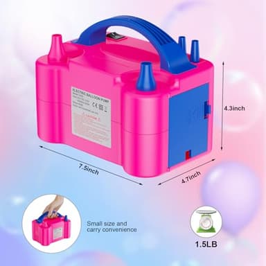 Motorenbau Electric Balloon Pump, Portable Electric Balloon Blower Machine Balloon Air Pump, Dual Nozzle 110V 600W Balloon Inflator for Party Decoration Christmas Birthday - Image 8
