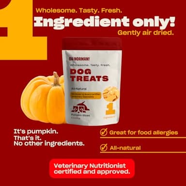 OH NORMAN! Single Ingredient Pumpkin Dog Treats by Kaley Cuoco, Healthy Dog Treats for All Life Stages and Breeds, Air Dried, Ethically Sourced in Canada, 6 Oz - Image 2