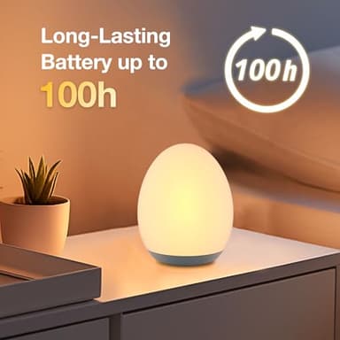 JolyWell Night Light for Kids, Baby Egg Light with 7 Colors Changing Mode & Stepless Dimming, Nursery Night Lamp BPA Free,Rechargeable Egg Night Light for Breastfeeding 1h Timer & Touch Control, Wood - Image 5