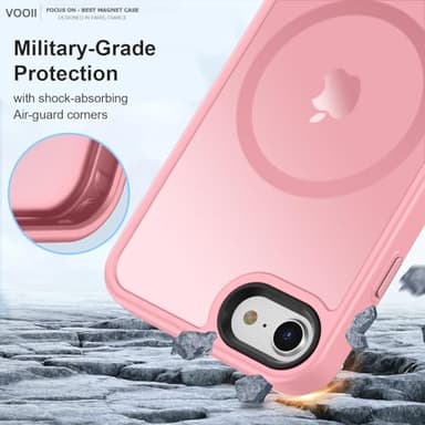 Vooii Upgraded Magnetic for iPhone SE Case 3rd/2nd/2020, iPhone 8/7 Case [Compatible with Magsafe] [Mil-Grade Protection] Slim & Pocket-Friendly Translucent Protective Case Cover, Pink - Image 4