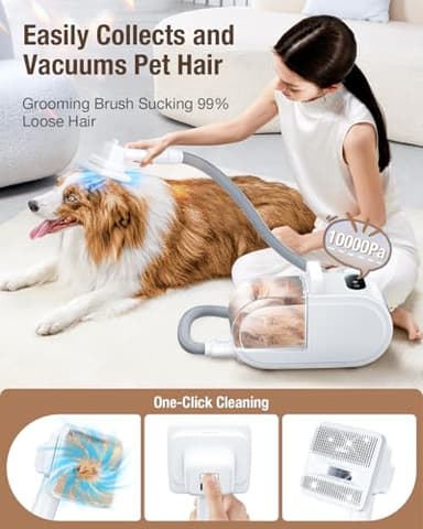 OPOWO Dog Grooming Vacuum, 2.7L Dog Hair Vacuum with Clipper Nail Grinder Paw Trimmer, 3 Suction Modes, Low Noise Groomer with 7 Pet Grooming Tools, Pet Grooming Vacuum for Dogs Cats - Image 2