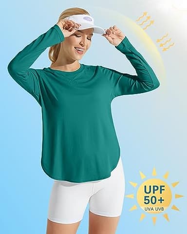 G4Free Plus Size Loungewear for Women Workout Long Sleeve Tops Lightweight Athletic Gym Tops for Women(Teal,XXXL) - Image 3