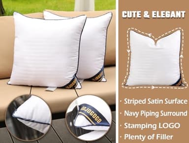 JOJOGOGO 20x20 Outdoor Throw Pillow Inserts Waterproof Set of 4, 20 x 20 Super Plump Decorative Square Pillow Synthetic Down Alternative Throw Pillow Inserts for Couch Patio Furniture and Porch - Image 4