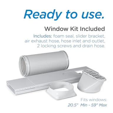 BLACK+DECKER Portable Air Conditioner, 8,000 BTU (3,950 BTU SACC) for Rooms up to 400 Sq. Ft., Portable AC with Follow Me Remote Control and Window Kit, BPACT08WT, White - Image 6