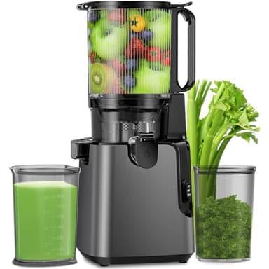 Juicer Machines with 5.4" Large Feed Chute, 400W Cold Press Juicer for Whole Vegetables and Fruits, Slow Masticating juicer Easy to Clean Juice Extractor Machine High Juice Yield(Titanium Gray) - Image 1