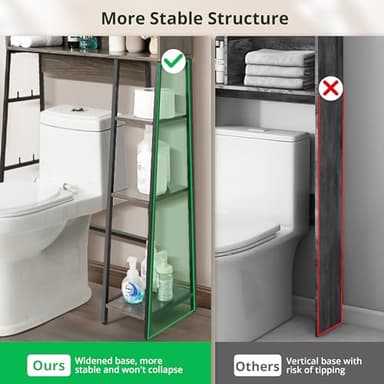 Decofy Over The Toilet Storage Cabinet, 31.5" L x 7.7" W x 66.9" H, Bathroom Organizer with Adjustable Shelves and Sliding Door, Farmhouse Above Toilet Storage for Small Bathrooms, Sturdy Metal Frame - Image 4