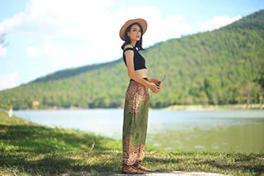 Boho Pants 2-Pocket Flowy Harem Pants Women for Yoga Travel Hippie Clothes - Image 5