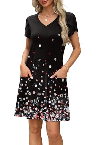 OFEEFAN Womens Summer Dresses 2025 Spring Tshirt Loose Sundresses Beach Vacation Clothes Boho Outfits Print 07 XL - Image 4