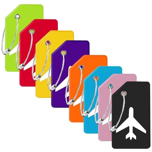 8 Pack Silicone Luggage Tag for Suitcases with Stainless Loop, TSA Approved, Privacy Protection Travel Essentials Bag Tags by Gostwo, Mixed Color - Image 1