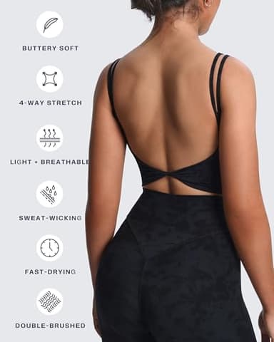 Aoxjox Women's Workout Sports Bras Fitness Yoga Crop Tank Twist Back Cami (Cloud Black, X-Large) - Image 4