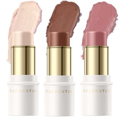 FALOCUTUS 3 Pcs NEUTRAL Contour Stick Set,Cream Blush & Highlighter Bronzer Pen,Long Lasting & Smooth Natural Face Contouring Illuminator,Professional Makeup Kit for All Skin - Image 1