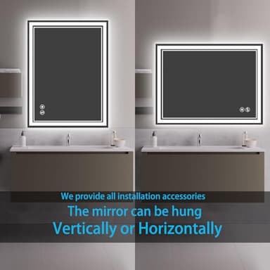 GETOVIN 24 x 36'' LED Mirror for Bathroom Anti-Fog Dimmable 3 Colors Stepless Brightness - Image 8