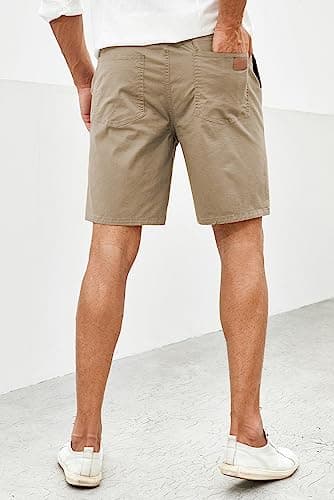 JMIERR Mens Casual Shorts - Cotton Drawstring Summer Beach Stretch Waist Twill Chino Dress Golf Travel Essentials Shorts with Pockets Short Pants for Men 7 Inch Inseam, S, S2 Brown 2 - Image 8