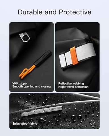 Inateck Sling Bag X-Lite, 4L Light Spacious Crossbody Shoulder Chest Bag with Quick-adjust Strap, Water-resistant Waist Fanny Pack for Men, Women, Travel, Cycling, Hiking, Work, Sports, Black - Image 6