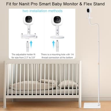 67" Adjustable Height Baby Monitor Floor Stand Holder for Infant Optics DXR-8 Pro,Nanit Pro,Eufy Spaceview, Spaceview Pro,Owlet Cam 2 Baby Monitor Stand，Also for Cameras with 1/4 Screw Mount - Image 4