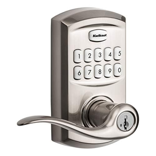 Kwikset 99170-001 SmartCode 917 Keypad Keyless Entry Traditional Residential Electronic Lever Deadbolt Alternative with Tustin Door Handle and SmartKey Security, Satin Nickel, Large - Image 1