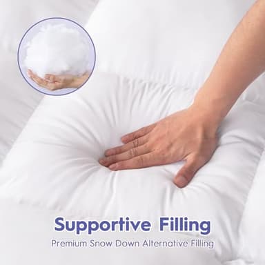 ABENE Queen Size Mattress Topper for Back Pain Relief, Extra Thick Mattress Pad Pillowtop, Soft Plush Mattress Cover Bed Topper with Deep Pocket, Overfilled Down Alternative Filling, White - Image 6