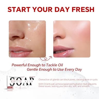 ORIENTLEAF Kojic Acid Soap, Turmeric Soap Bar for Dark Spots, Fresh Citurs Scent, Gentle for Face and Body Wash with Vitamin C, Shea Butter, Retinol, Olive Oil, Collagen (3 PACK) - Image 4