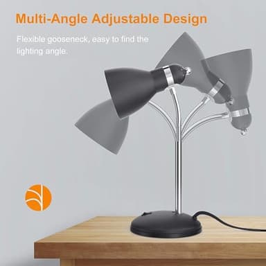 LEPOWER Metal Desk Lamp, Eye-Caring Table Lamp, Study Lamps with Flexible Goose Neck for Bedroom, Home Office (Matte Black) - Image 5