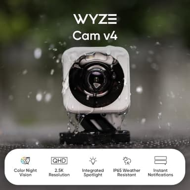 WYZE Cam v4 (Latest Model), 2.5K AI Security Camera, Indoor/Outdoor Cameras for Home Security, Baby Monitor & Pet Camera, Vibrant Color Night Vision, No Subscription Required, Free Expert Help - Image 2