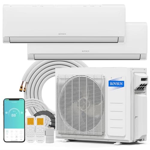 ROVSUN 20000 BTU Dual Zone WIFI Mini Split AC/Heating System, 20 SEER2 2 Zone 12000 + 12000 BTU Ductless Split Air Conditioner with Pre-Charged Condenser, Heat Pump & 25Ft Copper Line Set, 208-230V - Image 1