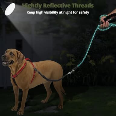 jenico Long Dog Leash 20FT: 3/8'' Heavy Duty Rope Leashes for Dogs Training with Lockable Hook Reflective Threads Bungee and Padded Handle - Dog Lead for Large Small Medium Dogs Outside Walking - Image 6