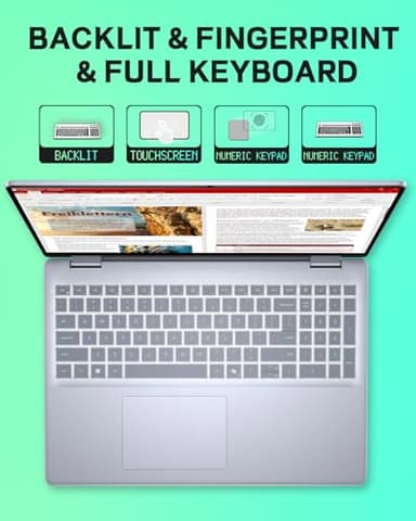 Dell Inspiron 16 Touchscreen Laptop - 16" FHD Display, AMD Ryzen 7-8840U, 64GB DDR5, 2TB SSD, Ms Office, CD/DVD Drive, Backlit KB, Fingerprint Reader, Windows 11 Pro, AI-Copilot - Image 7