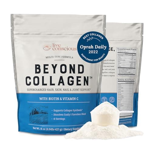 Live Conscious Beyond Collagen Multi Collagen Powder for Women w/Types I, II, III, V & X - Keto Friendly, Hydrolyzed Collagen Peptides Powder Blend w/Biotin & Vitamin C 41 Servings - Image 1