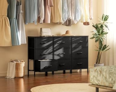 Casaottima Dresser for Bedroom Nightstand, Small Fabric Dresser Chests of Drawers, Closet Organizers and Storage with 3 Drawers, Black - Image 7