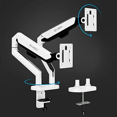 EVEO Premium Dual Monitor Mount 14"-35” Dual Monitor Arm VESA Bracket Adjustable Height Gas Spring Dual Monitor Stand, Screen Full Motion Dual Monitor Arm-Computer Monitor Stand for 2 Screens - White - Image 3