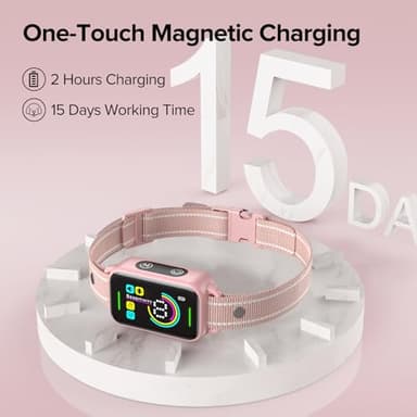 DINJOO Dog Bark Collar for Large Medium Small Dogs,Smart Bark Collar,Rechargeable Anti Barking Training Collar with 8 Adjustable Sensitivity,Bark Collar with Beep (Pink) - Image 6