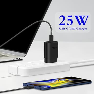 Type C Charger, 2-Pack 25W Type C Fast Charging Block with 6ft USB C Charger Cable Compatible with Galaxy S25 S24 S23 S22 S21+/Phone 16/16 Pro Max/15/15 Pro Max/15 Plus-Black - Image 5