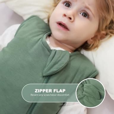 Mosebears Unisex Baby Sleep Sack 1.0 TOG, Supersoft Rayon Made from Bamboo Wearable Blanket with 2-Way Zipper (Dark Green,6-18 Months) - Image 3