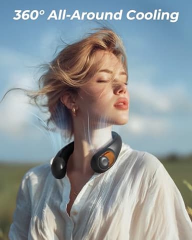 Neck Fan, Personal Fan with LED Display, USB-C Rechargeable, 4000mAh-Battery, 3-Speed Adjustment & Whisper-Quiet Operation, Perfect for Home, Travel, Sports - Image 3