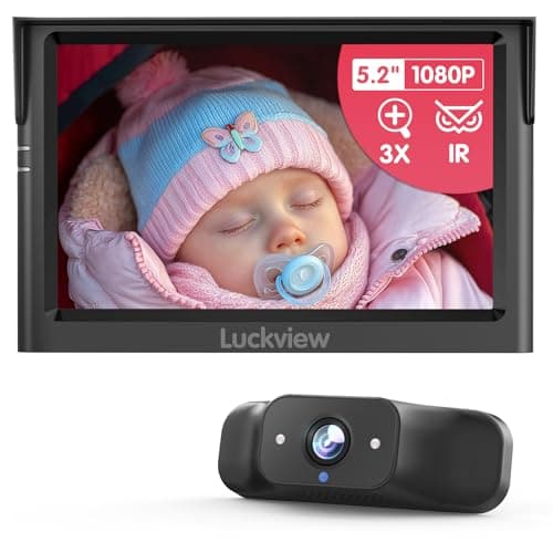LUCKVIEW BM1 Baby Car Camera for Back Seat & Pet Monitoring, 5'' 1080P Monitor with IR Night Vision, 3X Zoom, Crystal Clear View, Easy 5-Min Wired Installation for Peace of Mind - Image 1