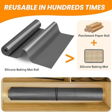 Silicone Baking Mat Roll -Cut to Size Silicone Mat - Non-Stick Pastry Mat for Dough Rolling, Non-slip Silicone Mat for Kitchen Counter, Reusable Air Fryer Linner, Oven Liner, Freeze Dryer Mat - Image 7